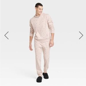 DONATING 03-15 tan/cream‎ soft hooded pullover w/ black dot splatter detailing